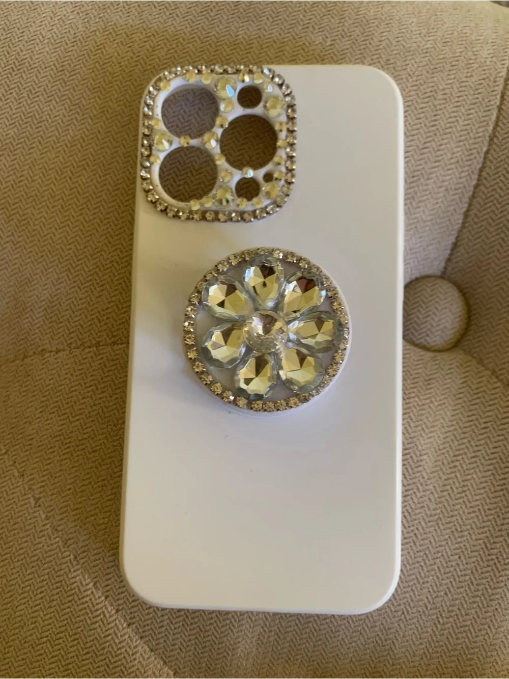 iPhone Case Bundle Pink Quilted Faux Leather Bling Rhinestone Crystal Y2K Coquet